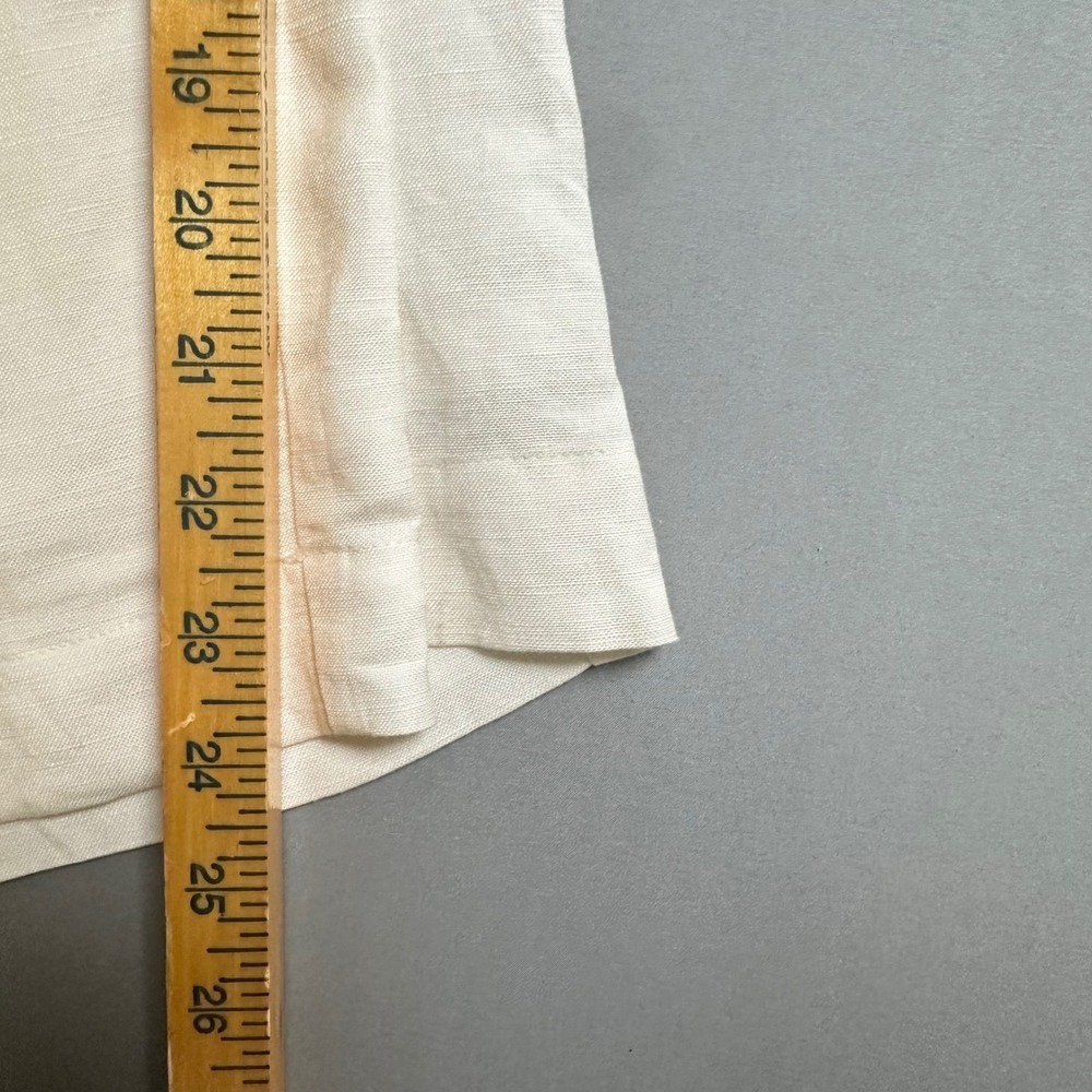 LOFT Womens 8 White Linen Blend Wide Leg Cropped Jumpsuit Romper Tie Waist - Picture 12 of 13